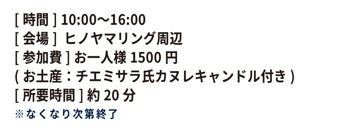 10:00~16:00 ※予定 ※なくなり次第終了